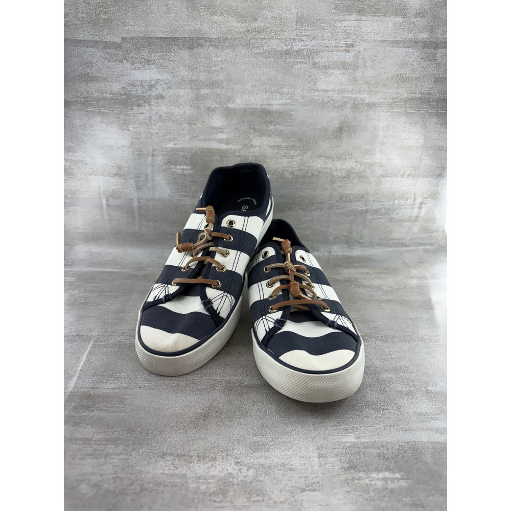 Sperry Top-Sider Crest Vibe Navy White Striped Sneakers STS81447 Women Sz 9 M